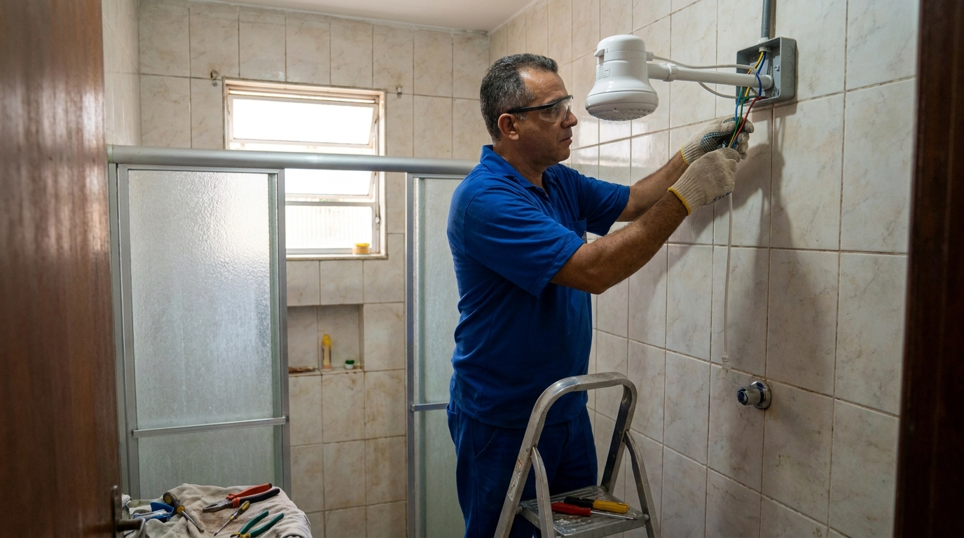 Substituição de Chuveiro Antigo